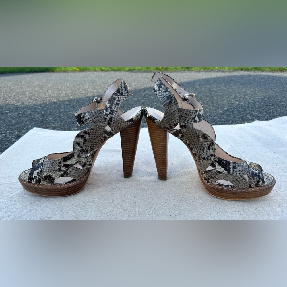 VINTAGE COACH snakeskin leather chunky wooden heel sandal. Size 7 - Picture 4 of 13